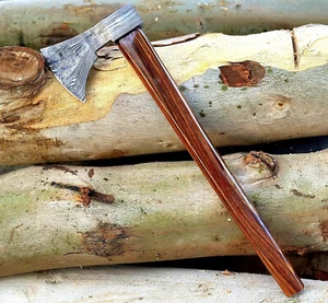 HANDGESCHMIEDETE DAMAST TOMAHAWK BEIL AXT zum WERFEN CAMPING MIT SCHEIDE - Bild 1 von 6
