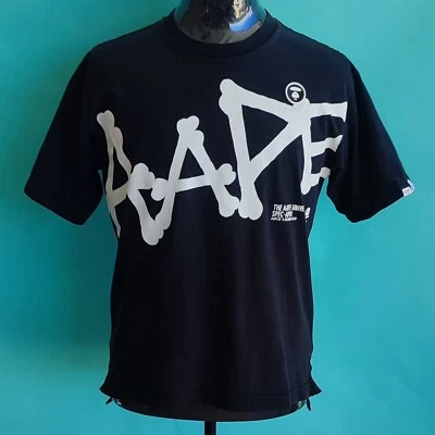 AAPE КУПАНИЕ ОБЕЗЬЯНЫ С НАДПИСЬЮ ФУТБОЛКА - МАЛЕНЬКИЙ ЧЕРНЫЙ ХЛОПОК СМЕСЬ - Изображение 1 из 4