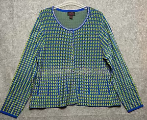 Kayla by Tally Taylor Sweater Womens 22 Blue Jewels Rhinestone Knit Party Cruise - Picture 1 of 18