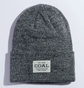 2022 NEU MIT ETIKETT COAL THE UNIFORM BEANIE $ 26 OSFM SCHWARZ MELIERT ACRYL STRICKBÜNDCHEN - Bild 1 von 2