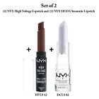 Set of 2 NYX High Voltage Lipstick and NYX DUO Chromatic Lipstick Chill, Dirty 