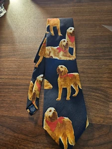 Huntington Golden Retriever Dog Novelty Necktie Fox 57 x 3.5 Made in USA - Picture 1 of 3