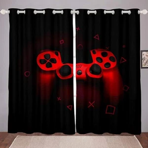 Boys Games Room Darkening Curtain Red Gaming Console Window Curtain for Bedro... - Picture 1 of 7