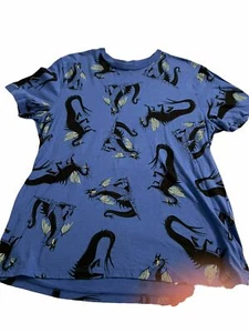 Disney Villians T Shirt Maleficent Dragon Sleeping Beauty Blue Short sleeve Sz M - Picture 1 of 3