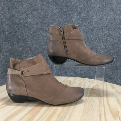Taos Boots Womens 7.5 Ankle Bootie Brown Leather Side Zip Ankle Top Block Heels - Image 1 of 4