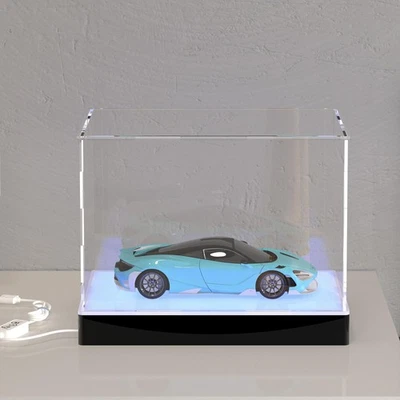 Clear Acrylic Display Case with RGB Lights for 118 Scale Model Cars, Lighted ... - Image 1 of 4