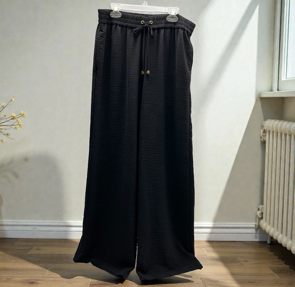 Pantalones de vestir Michael Michael Kors negros de pierna ancha talla M ligeros fluidos Foto 1 de 4