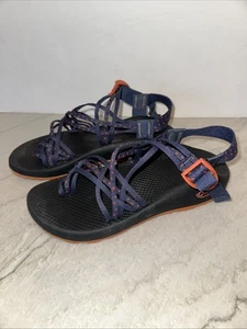 Chaco ZX/2 Classic Sandal Womens Sz 9 Navy Blue Southwest Aztec Toe Loop Strappy - Picture 1 of 6