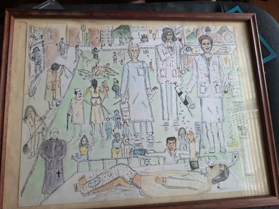 Arte maldito dibujado a mano Atlanta Hospital Piedmont Hospital coleccionable Foto 1 de 4