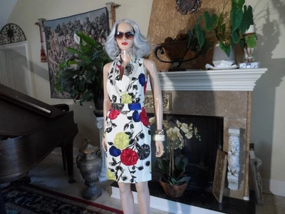 Moschino CheapandChic Ivory Multi Color Floral Print Sheath Dress Size 8 - Image 1 of 4