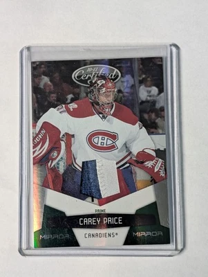 2010-11 PANINI CERTIFIED MIRROR GREEN EMERALD Jersey Patch #5/5  Carey Price - Image 1 of 2