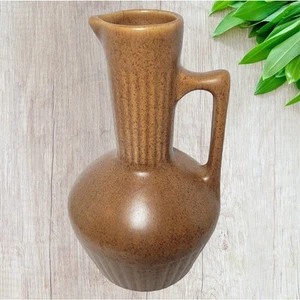Vintage 1950s Monmouth Carafe Ceramic Pitcher Vase Brown Speckled Pottery USA - Picture 1 of 8