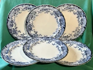 6 Chatsworth Flow Blue Plates 10.5" Dinner K Co B Late Mayers Vtg Antique 1830’s - Picture 1 of 9