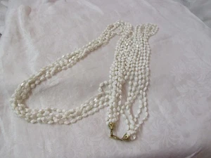 Vintage multi strand extra long white angular Beads Necklace - Picture 1 of 3