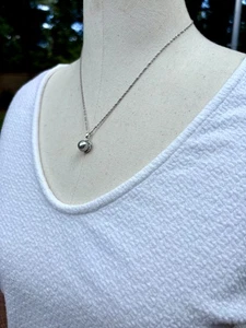 Tahitian Pearl Pendant Necklace Tahiti Pearl Sterling Silver Chain Necklace - Picture 1 of 9
