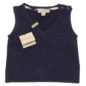 3616O maglione smanicato bimbo blu BURBERRY  gilet sweater jumpers kids - Picture 1 of 4