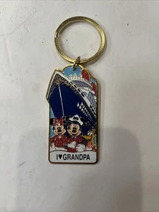 Genuine Disney Cruise Line Mickey & Minnie Mouse “I Heart Grandpa” Keychain Only - Picture 1 of 2