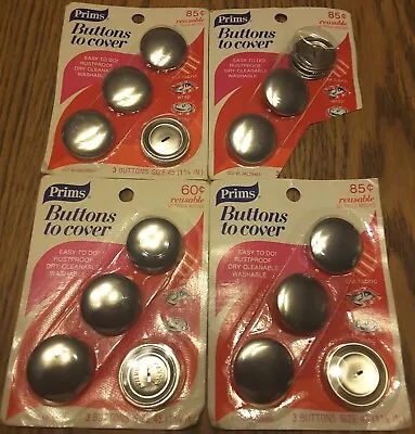 11 Vintage Prims Cover Your Own Buttons 1  1/8 Inch Diameter 3 Unopened 1 With 2 - Image 1 of 4
