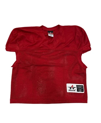 Alleson 运动球衣足球青少年训练小号红色 T 恤无袖网眼布 — 第 1/4 张图片