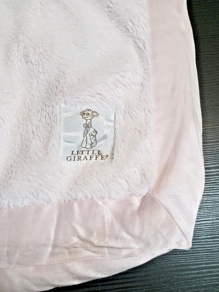 Little Giraffe Pink Baby Blanket Plush Satin Trim Thick Luxe MADE IN USA - Image 1 of 4