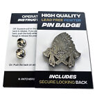 Indian & Battleaxes 3D Polished Pewter Pin Badge with Secure Locking Backs