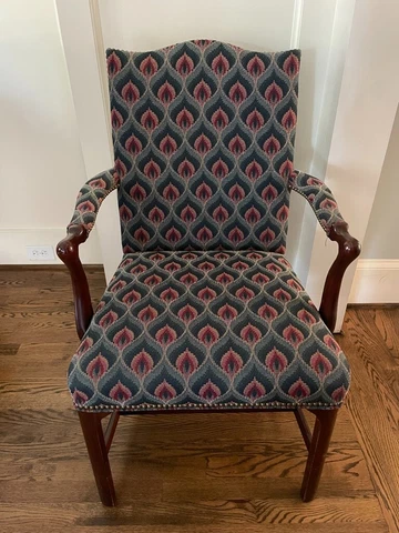 Southwood Mahogany Open Arm Upholstered Nail Head Accent Chair Cover