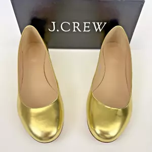 J. Crew Janey Gold Metallic Leather Women's Shoes Size 9 Made In Italy NIB - Picture 1 of 10