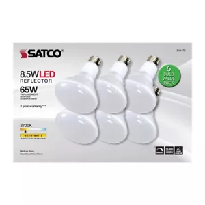 Satco S11470 - 8.5 Watt LED BR30 Dimmable Bulb - 2700K - (2 or 4 of the 6 Packs) - Picture 1 of 15