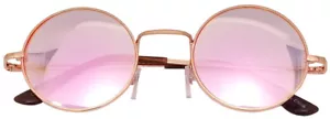Occhiali da sole rotondi hippie retrò riflettenti lenti colorate montatura piccola metallo 45 mm - Foto 1 di 81