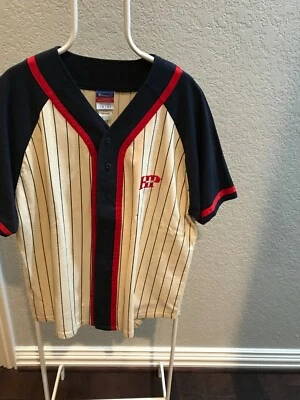 Champion Shirt Mens XL Red White Blue Logo Striped Baseball Jersey Adult XL-EUC - Image 1 of 4