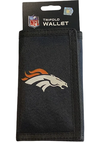 Denver Broncos Black Tri-Fold Nylon Wallet Cover