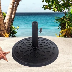 13kg Round Garden Parasol Base Decorative Resin Market Umbrella Stand Heavy Duty - Picture 1 of 7