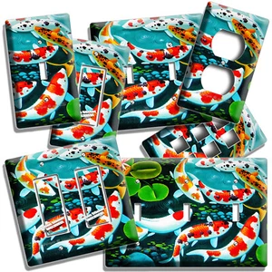 FENG SHUI GOOD LUCK RED KOI FISH POND LIGHT SWITCH OUTLET WALL PLATES ROOM DECOR - Picture 1 of 34