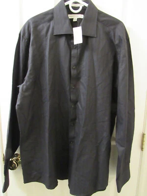 全新 男式 黑色 纽扣 Pronto Uomo 正装衬衫 2XL 现代合身 全新带标签 漂亮! — 第 1/4 张图片