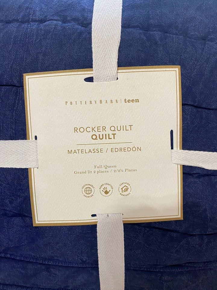 Pottery Barn Teen Rocker Quilt Full/Queen/  Navy - Image 1 of 4