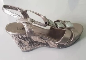 Lotus Bronze/Pewter Strappy  Detailed Platform Wedge Sandals Size Uk 5 EU 38 - Picture 1 of 6