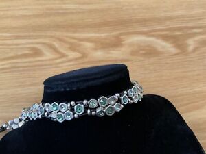 NWT RETIRED Uno de 50 Silver-plated Collar Necklace/Green Crystals $325