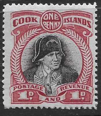 1933  COOK ISLANDS Sc#92 Perf :14 MLH OG VF Capt.James Cook - Image 1 of 2