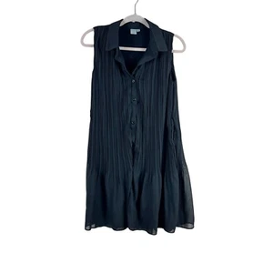 JOIE Damen Gr. M schwarz Plissee ärmellos Kragen Button Down Kleid mit Taschen - Bild 1 von 4