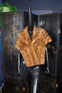 Vintage Beige / Blonde Mink Fur Shawl Coat Jacket Size M/M - Picture 1 of 7