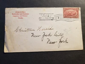 1898 OMAHA, NEBRASKA Postal History Cover Bookseller & Stationer, Engraver - Picture 1 of 2