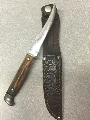 VINTAGE CASE SMALL STAG HANDLE BOOT KNIFE WITH SHEATH - Image 1 of 4