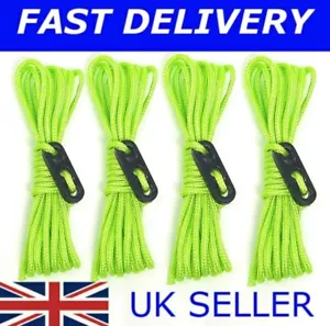 Fluorescent 3MM 2.4m 3m 4m Guy Line Rope Tent Ideal For Glastonbury Festival - Picture 1 of 8