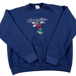 Vintage Disney Sweatshirt Men Large Blue Crewneck Goofy 90s USA Made Embroidered - Picture 1 of 10