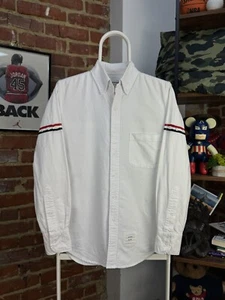 Men's THOM BROWNE New York White Oxford Long Sleeve Shirt Size 2 Made in Japan - Picture 1 of 23