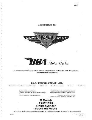 Libro manual de piezas BSA 1949, 1950, 1951, 1952, 1953 1954 y 1955 M21 AA y M33 Foto 1 de 4