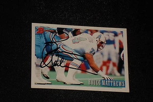 HOF BRUCE MATTHEWS 1993 BOWMAN SIGNED AUTOGRAPHED CARD #372 OILERS - Picture 1 of 1