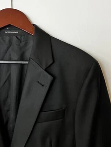 Emporio Armani Super 130's Solid Black Tuxedo Jacket Size 42 R #228 - Picture 1 of 9