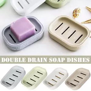 Soap Holder Dish Bathroom Shower Storage Plate Stand Box Container Tray Case Q8 - Picture 1 of 16