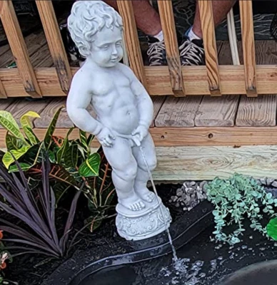 Outdoor Peeing Boy Statue Water Fountain Renaissance Pis Cherub Garden Sculpture - Image 1 of 4
